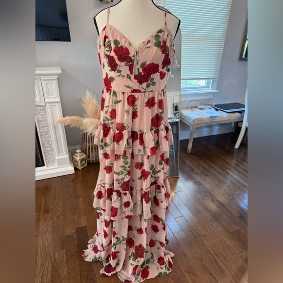 Floral Tiered Maxi Dress - Red and Cream by BCBG MAX AZARIA - Picture 6 of 12